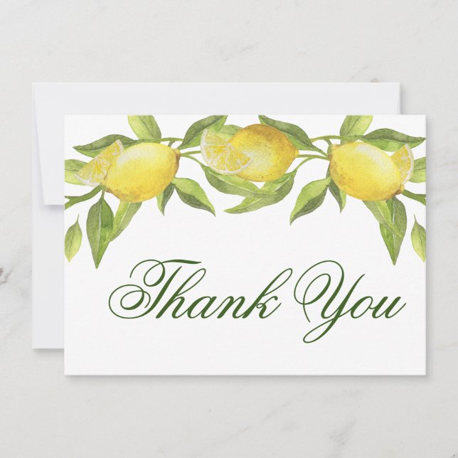 Carte De Remerciements Aquarelle citrons & verdure (Devant)