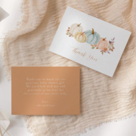 Carte De Remerciements Aquarelle Citrouille Automne Floral | BABY SHOWER
