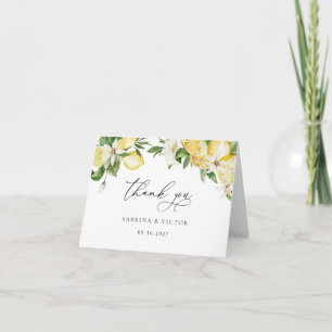 Carte De Remerciements Aquarelle Citrus Citrus Verdure Mariage en fleurs