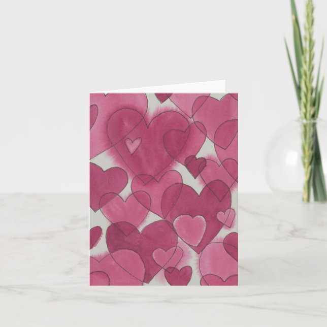 Carte De Remerciements Aquarelle Coeurs Valentine (Devant)