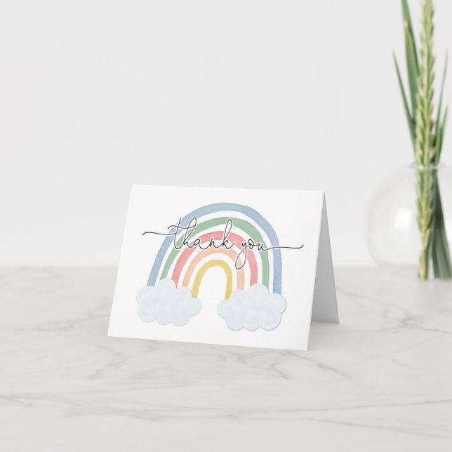 Carte De Remerciements Aquarelle couleur pastel arc-en-ciel (Devant)