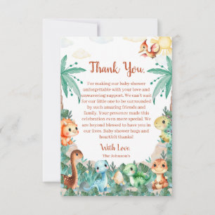 Carte De Remerciements Aquarelle Cute Dinosaur Boy Baby shower