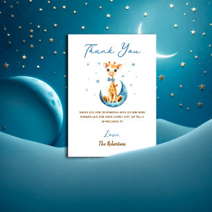 Carte De Remerciements Aquarelle Cute Giraffe Baby shower C'est un garçon