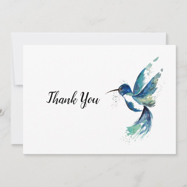 Carte De Remerciements Aquarelle de Blue Humminbird (Devant)