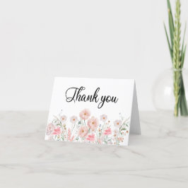 Carte De Remerciements Aquarelle de bordure florale