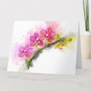 Carte De Remerciements Aquarelle de fleur d'orchidée - rose wb 01