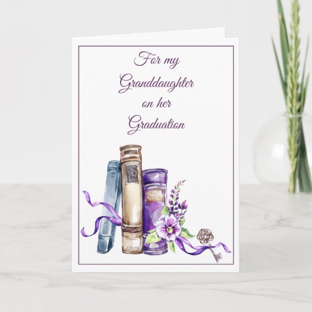 Carte De Remerciements Aquarelle de graduation de la petite-fille (Devant)