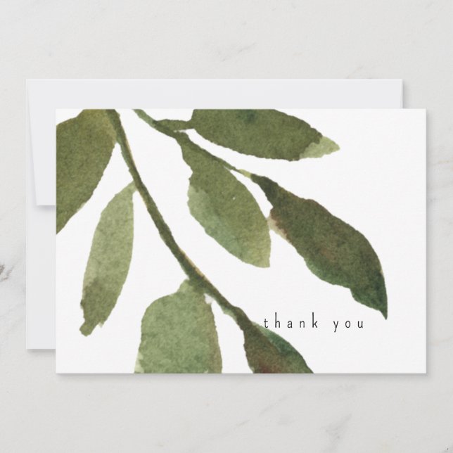 Carte De Remerciements Aquarelle de la tige Simple personnalisée (Devant)