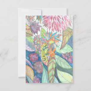 Carte De Remerciements Aquarelle de l'abeille et des fleurs