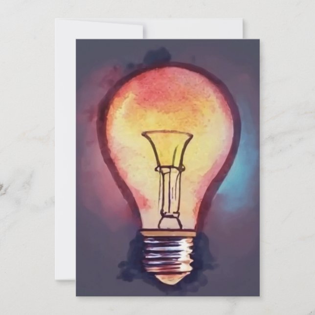 Carte De Remerciements Aquarelle de l'ampoule légère peinture, ampoule (Devant)