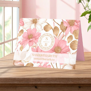 Carte De Remerciements Aquarelle de luxe floral monogramme