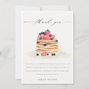 Carte De Remerciements Aquarelle de Pancake aux fruits mignonnes N'import
