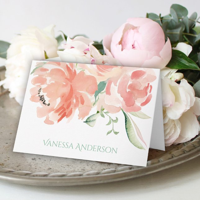 Carte De Remerciements Aquarelle de Pêche Floral Blanc personnalisé à l'i (Créateur téléchargé)