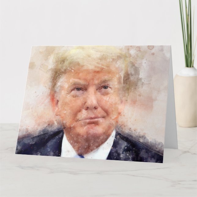 Carte De Remerciements Aquarelle de portrait souriant Donald Trump (Devant)