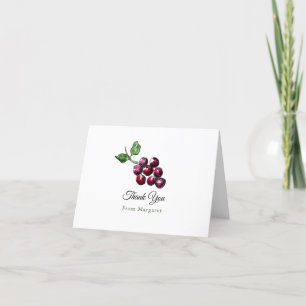 Carte De Remerciements Aquarelle dessinée à la main Raisins de vin rouge 