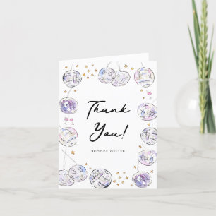 Carte De Remerciements Aquarelle Disco Ball fête d'anniversaire plié