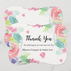 Carte De Remerciements Aquarelle douce Boho Mariage Verre