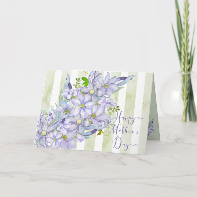 Carte De Remerciements Aquarelle douce Lilac Clematis Fête des Mères (Devant)