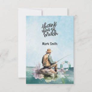 Carte De Remerciements Aquarelle du pêcheur