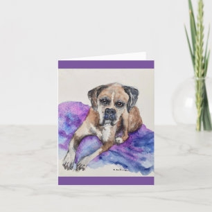 Carte De Remerciements aquarelle en l'honneur de Butch, notre Boxer