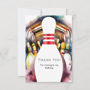 Carte De Remerciements Aquarelle enchantée Bowling personnalisé Anniversa