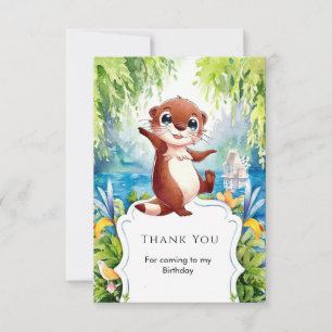 Carte De Remerciements Aquarelle Enfants Loutre Anniversaire