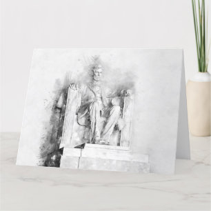 Carte De Remerciements Aquarelle et dessin au crayon du Mémorial Lincoln