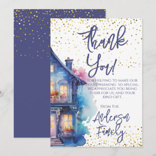 Carte De Remerciements Aquarelle Fête de réchauffement domestique