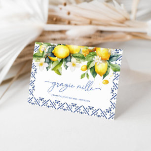 Carte De Remerciements Aquarelle Fête des mariées de citron méditerranéen