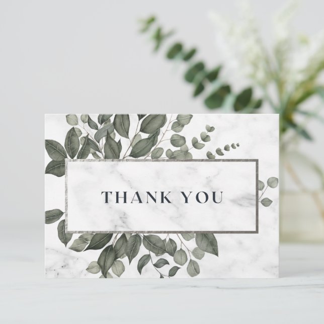 Carte De Remerciements Aquarelle Feuilles de verdure (Debout devant)