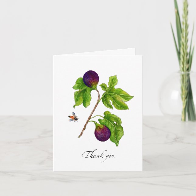 Carte De Remerciements Aquarelle Fig botanique plié  (Devant)
