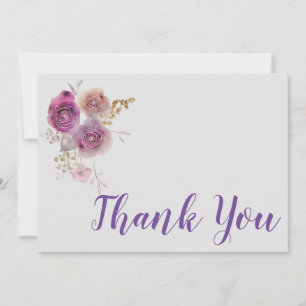 Carte De Remerciements Aquarelle fleur pourpre