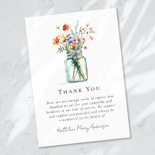 Carte De Remerciements Aquarelle Fleur sauvage Sympathy funérailles