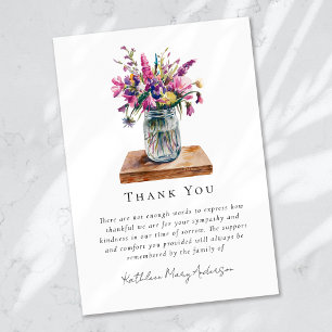 Carte De Remerciements Aquarelle Fleur sauvage Sympathy funérailles