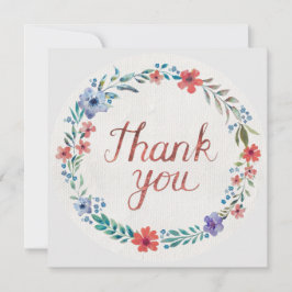 Carte De Remerciements Aquarelle Fleur Wreath Copier Rouge