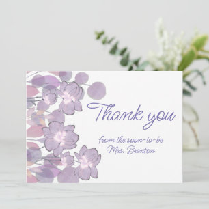 Carte De Remerciements Aquarelle fleurie violette mauve pastel