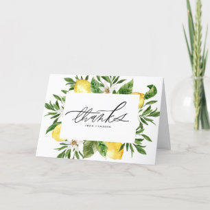 Carte De Remerciements Aquarelle Fleurs de citron Cadre Anniversaire