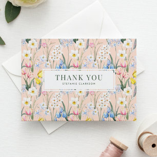Carte De Remerciements Aquarelle Fleurs de printemps Diplôme botanique