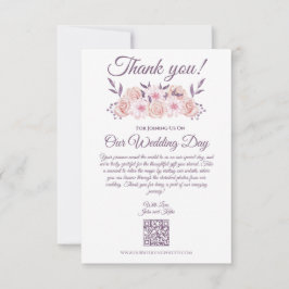 Carte De Remerciements Aquarelle Fleurs roses-Photo Mariage-