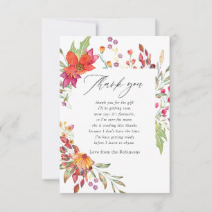 Carte De Remerciements Aquarelle Fleurs Sauvages Baby Shower