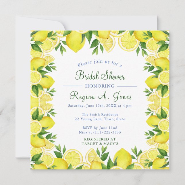 Carte De Remerciements Aquarelle Floral citron frite transparente (Devant)