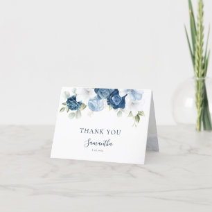 Carte De Remerciements Aquarelle Floral Dusty Fête des mariées bleue