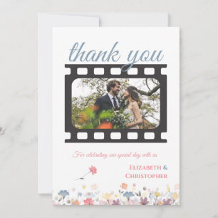 Carte De Remerciements Aquarelle Floral Film Mariage à thème