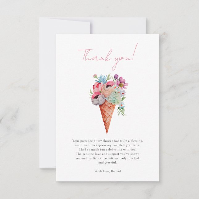 Carte De Remerciements Aquarelle Floral glace Fête des mariées (Devant)