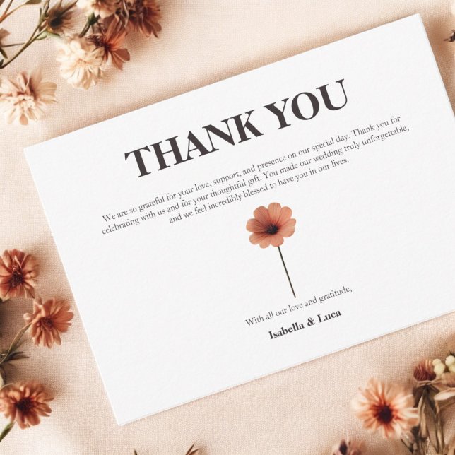 Carte De Remerciements Aquarelle Floral Gras Peach & Orange Design (Créateur téléchargé)