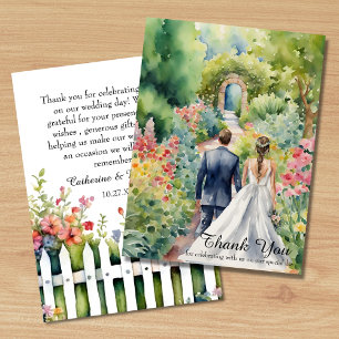 Carte De Remerciements Aquarelle Floral Mariage Arch Jardin Verdure