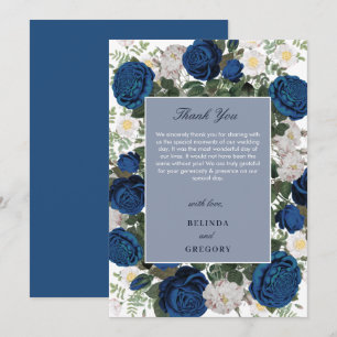 Carte De Remerciements Aquarelle Florale Bleue Moderne Mariage élégant