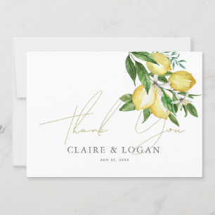 Carte De Remerciements Aquarelle florale Citrus Lemon