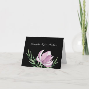 Carte De Remerciements Aquarelle florale de Magnolia pourpre