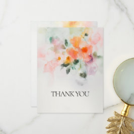Carte De Remerciements Aquarelle florale Élégant Mariage romantique perso